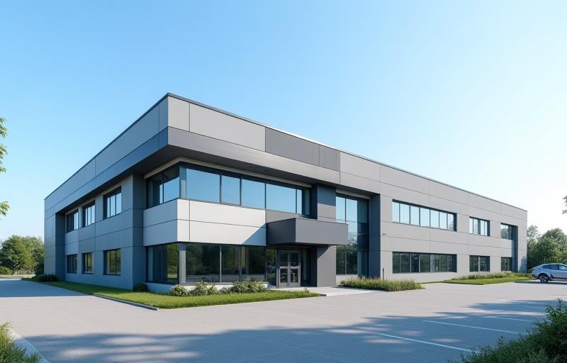 Exterior view of the Präzision Komponenten GmbH facility in Stuttgart.